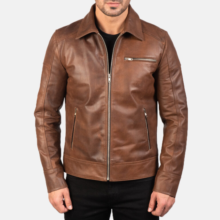 Mens Lavendard Brown Leather Biker Jacket7850-5-1577528730034